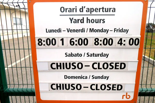 Caorso, ITA: Equipment Delivery and Pick Up - Loading Area Information - Yard Hours 5