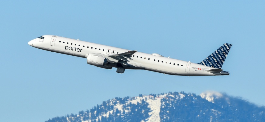 Porter Airlines airplane in the sky