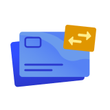 Two credit cards with arrows, indicating comparing them