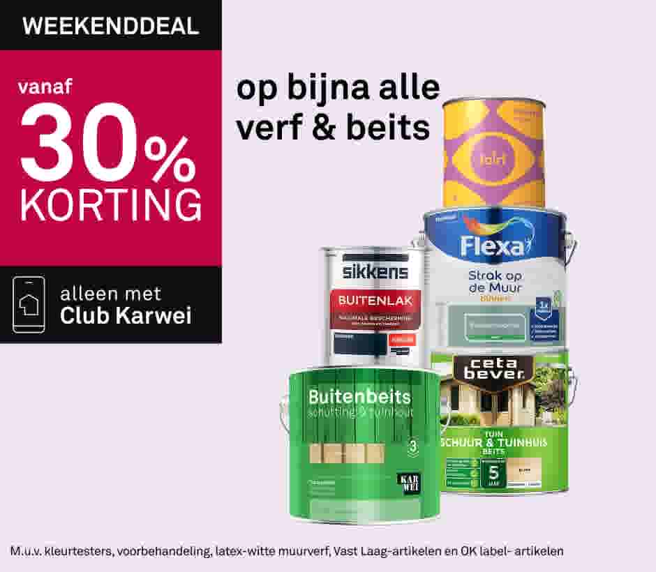 vanaf 30% korting op bijna alle verf & beits