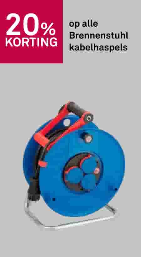 20% korting op alle Brennenstuhl kabelhaspels