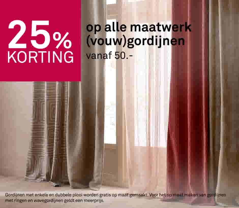 25% korting op alle maatwerk (vouw)gordijnen