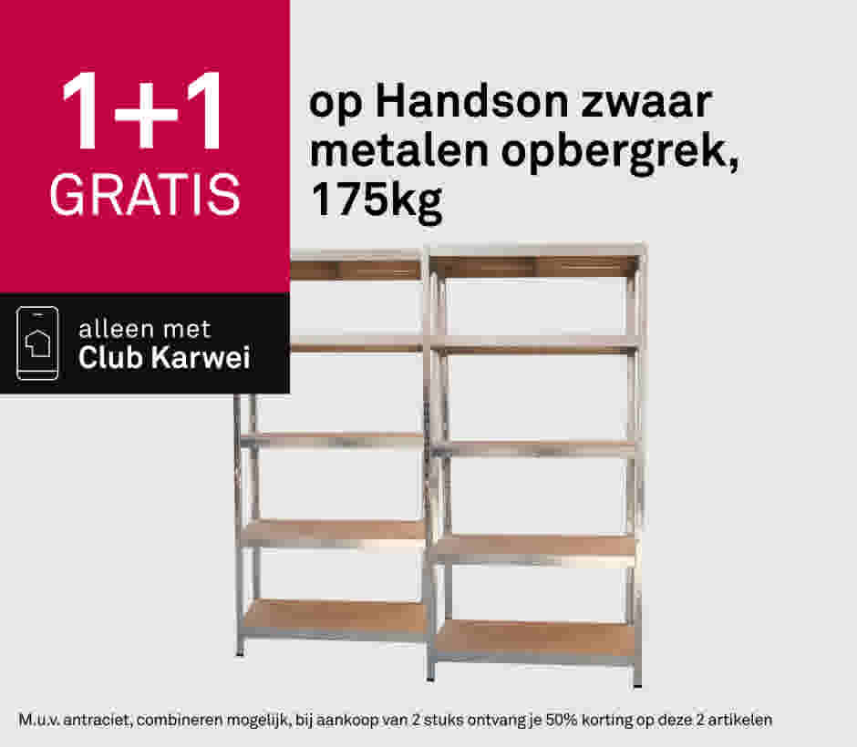 1+1 gratis op Handson zwaar metalen opbergrek, 175kg