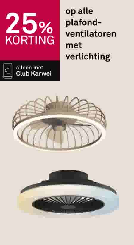 25% korting op alle plafondventilatoren met verlichting