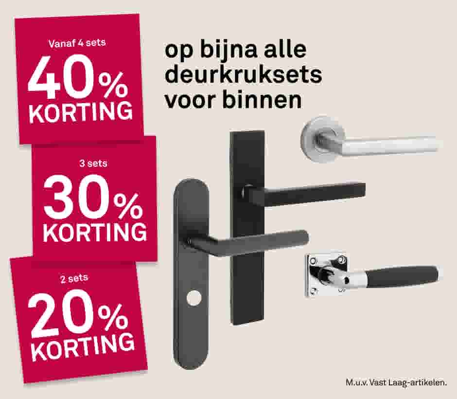 Stapelkorting op bijna alle deurkruksets voor binnen