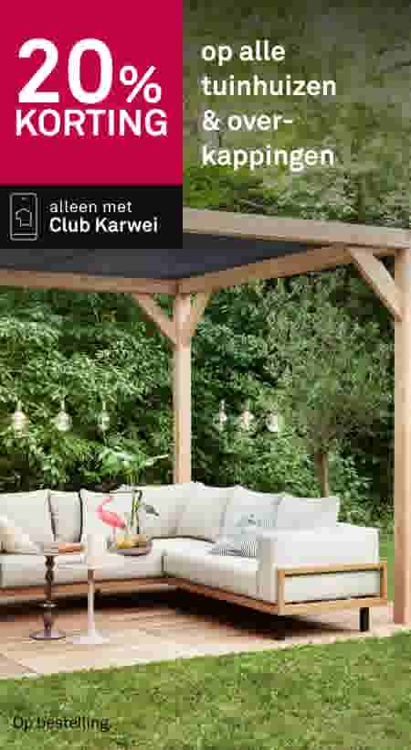 20% korting op alle tuinhuizen & overkappingen