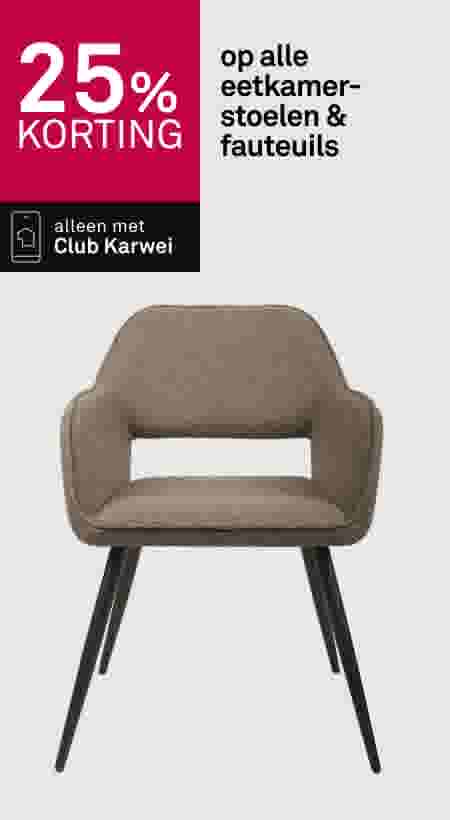 25% korting op alle eetkamerstoelen & fauteuils