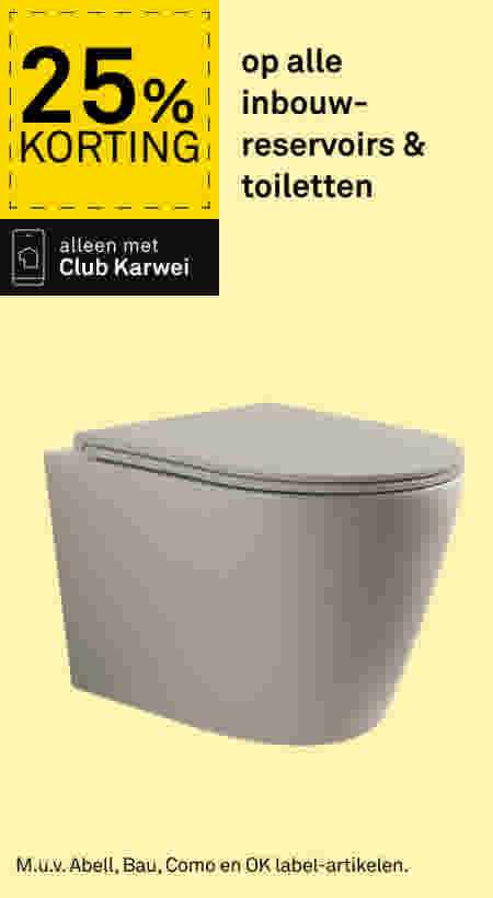 25% korting op alle inbouw-reservoirs & toiletten