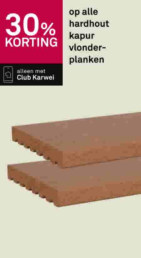 30% korting op alle hardhout kapur vlonderplanken