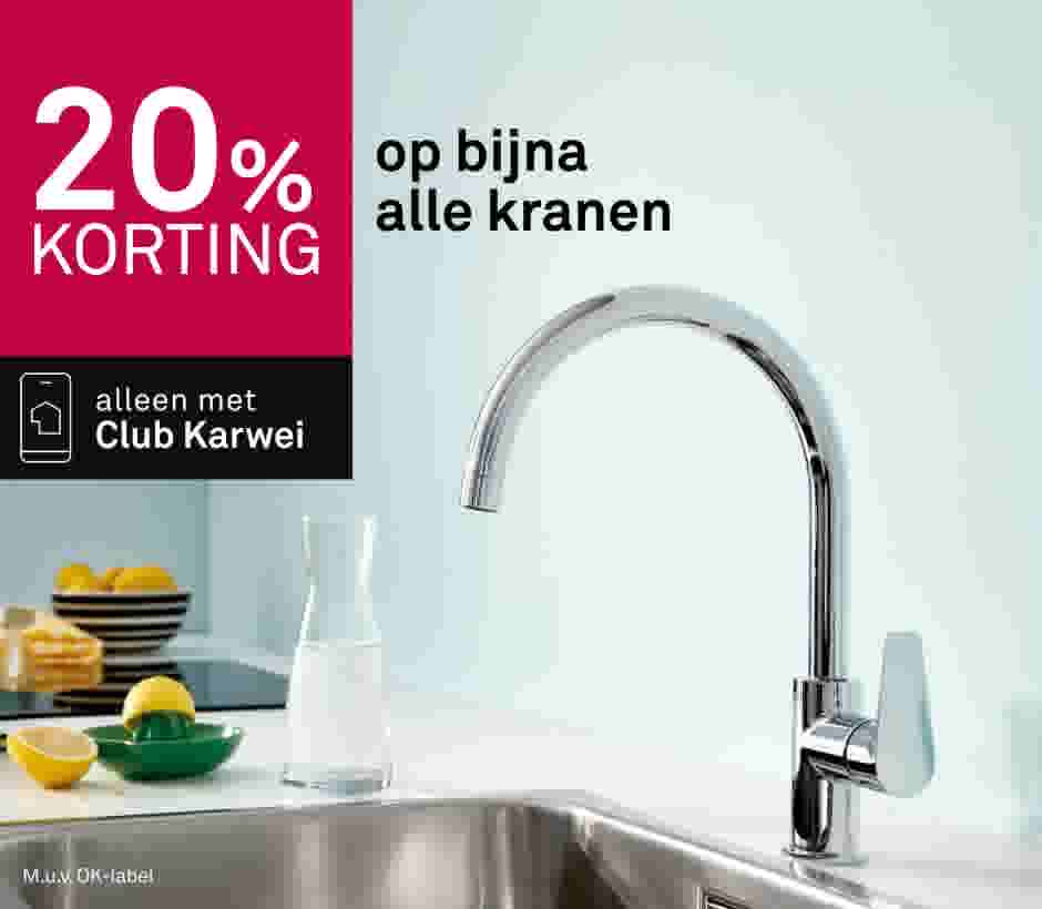 20% korting op bijna alle kranen