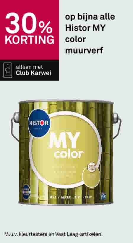 30% korting op bijna alle Histor MY color muurverf