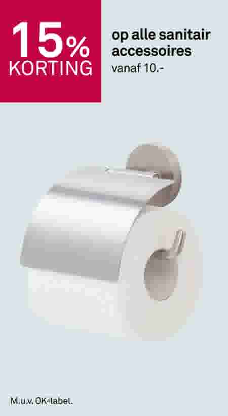 15% korting op alle sanitair accessoires