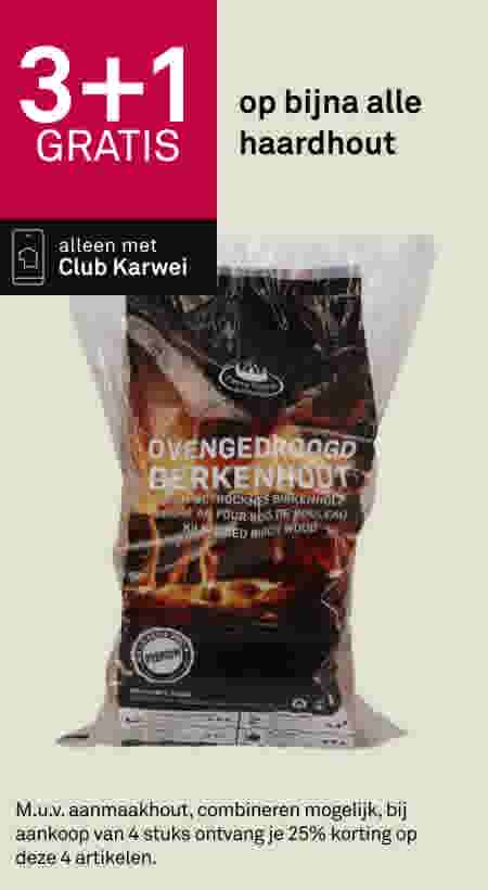 Zak ovengedroogd berkenhout met 3+1 gratis aanbieding, alleen met Club Karwei, op bijna alle haardhout.