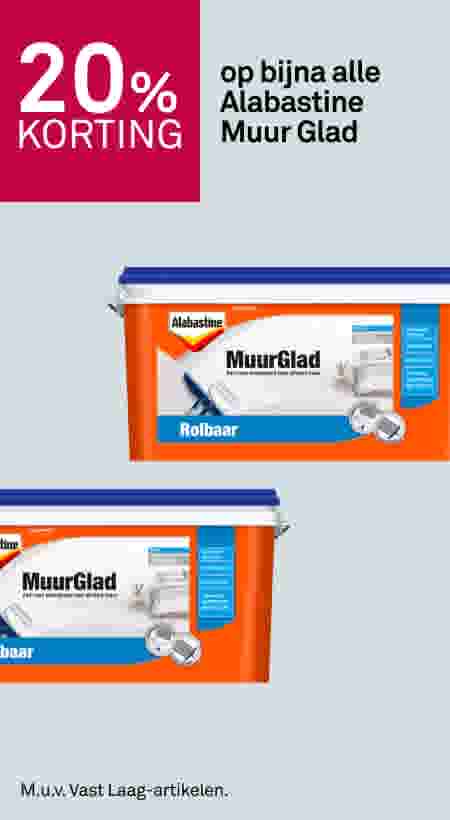 20% korting op bijna alle Alabastine Muur Glad