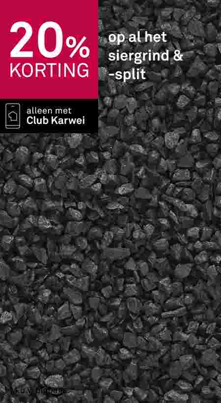 Zwart siergrind met tekst: 20% korting op al het siergrind & split, alleen met Club Karwei.