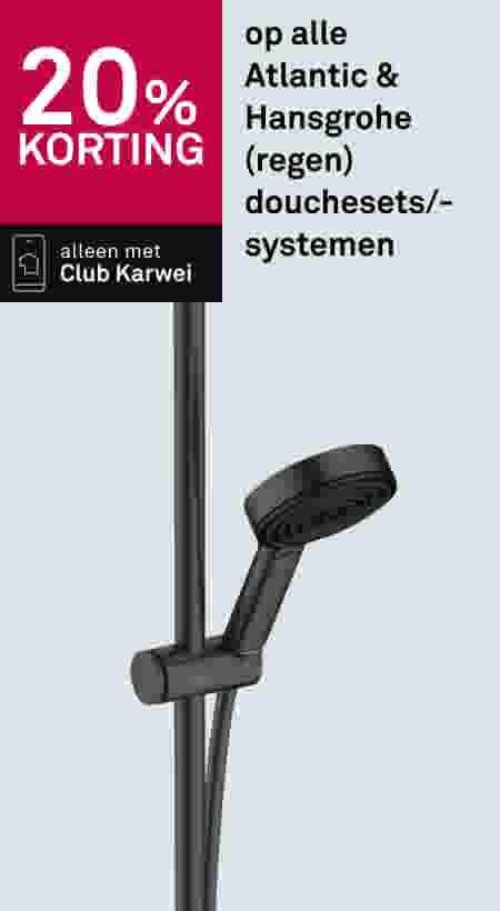 20% korting op alle Atlantic & Hansgrohe (regen) douchesets/-systemen
