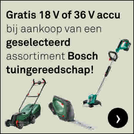 Gratis 18V of 36V accu bij aankoop van een geselecteerd assortiment Bosch tuingereedschap