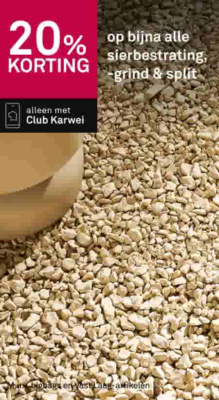 20% korting op bijna alle sierbestrating, -grind & split