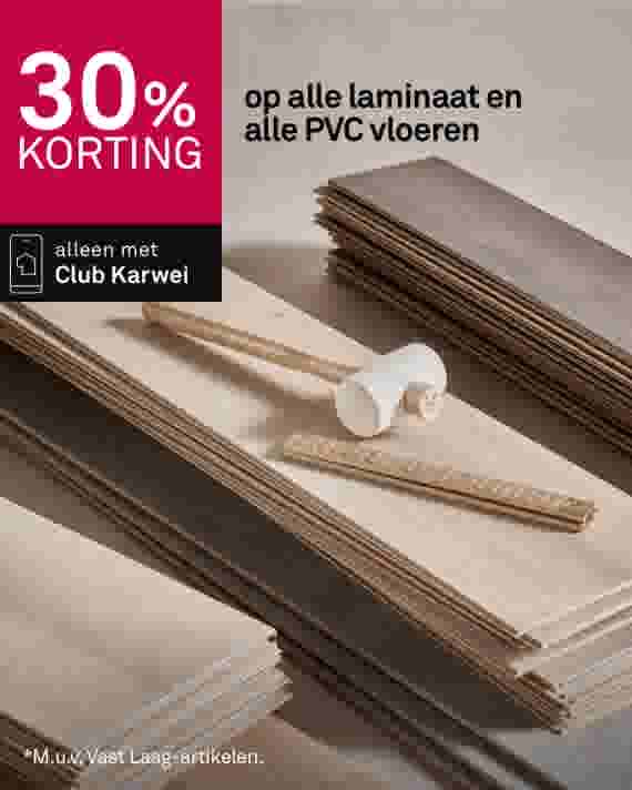 30% korting op alle laminaat en alle PVC vloeren