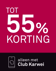 Kortingsblok met daarop tot 55% korting en alleen met club karwei