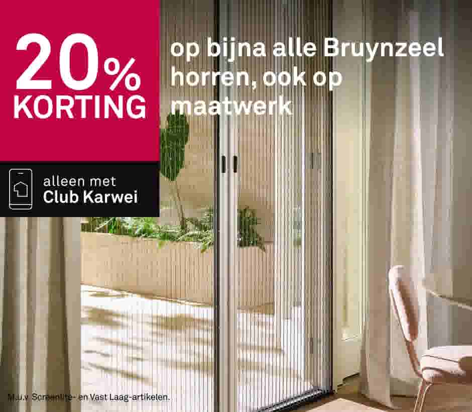 20% korting op bijna alle Bruynzeel horren, ook op maatwerk