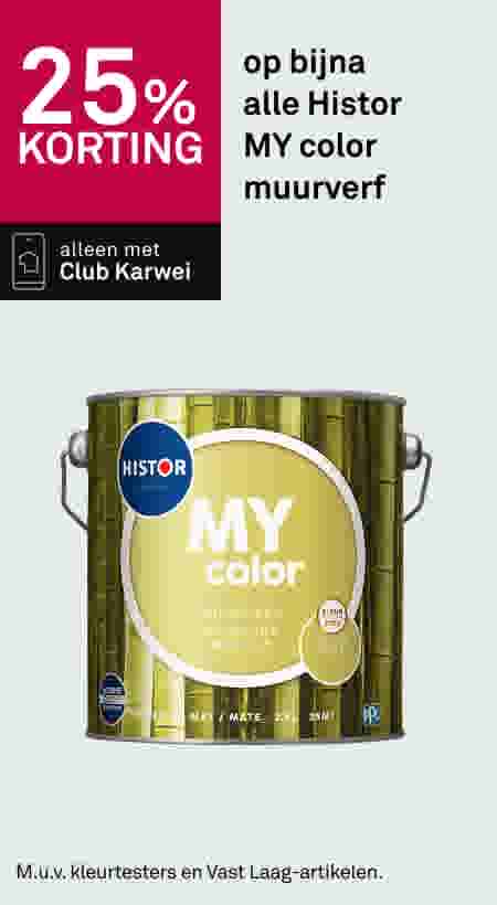 25% korting op bijna alle Histor MY color muurverf