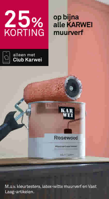 25% korting op bijna alle KARWEI muurverf