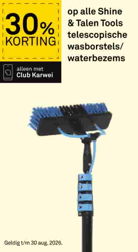 30% korting op alle Shine & Talen Tools telescopische wasborstels/waterbezems