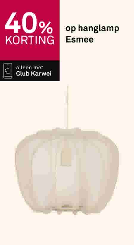 40% korting op hanglamp Esmee. Alleen met Club Karwei. Witte hanglamp.