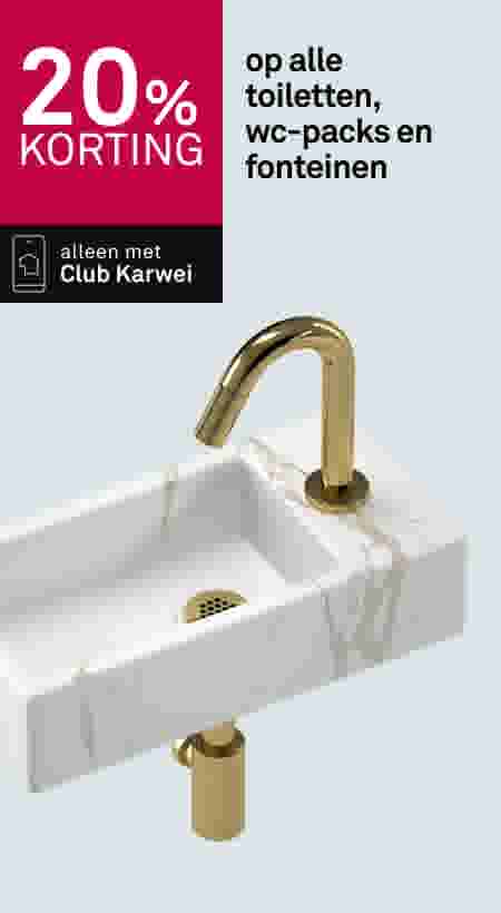 20% korting op alle toiletten, wc-packs en fonteinen
