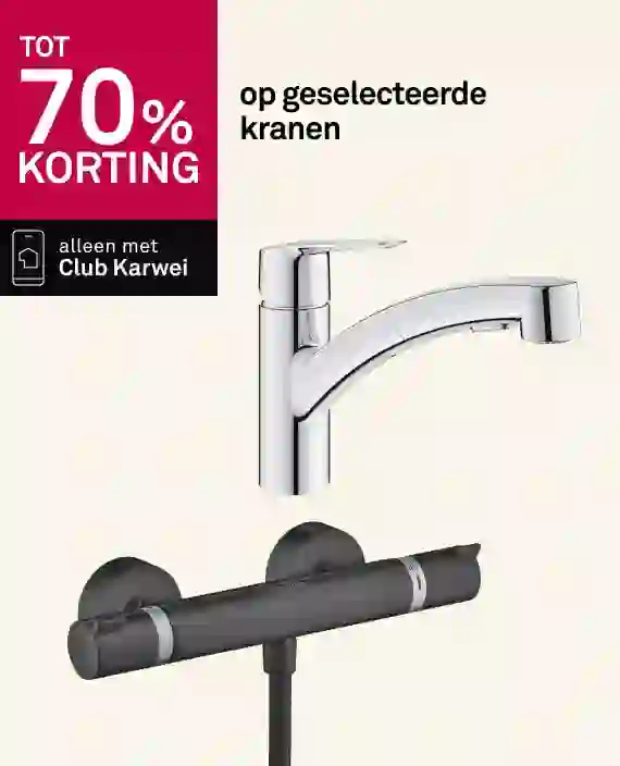 Tot 70% korting op geselecteerde kranen