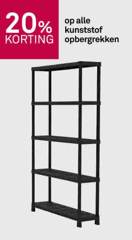 20% korting op alle kunststof opbergrekken
