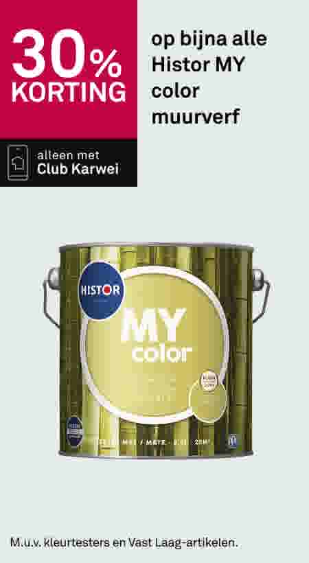 30% korting op bijna alle Histor MY color muurverf