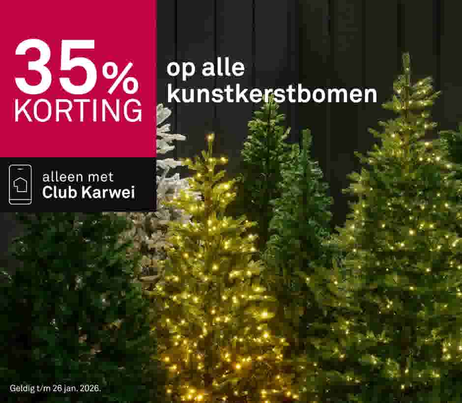 35% korting op alle kunstkerstbomen