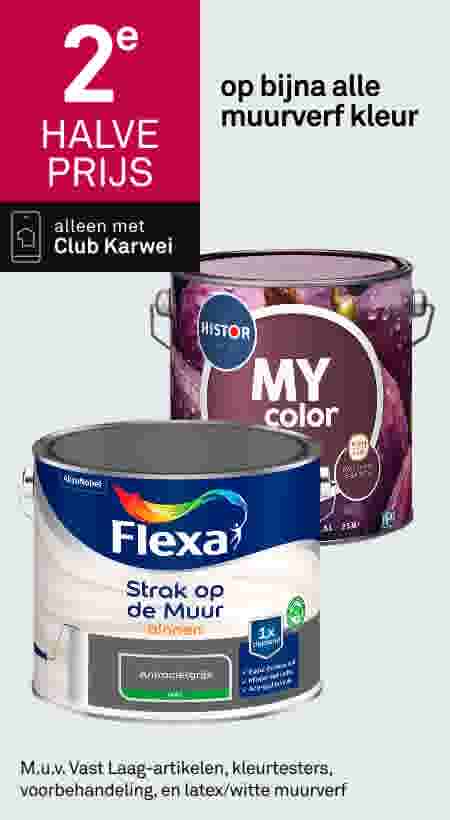 2e halve prijs op bijna alle muurverf kleur