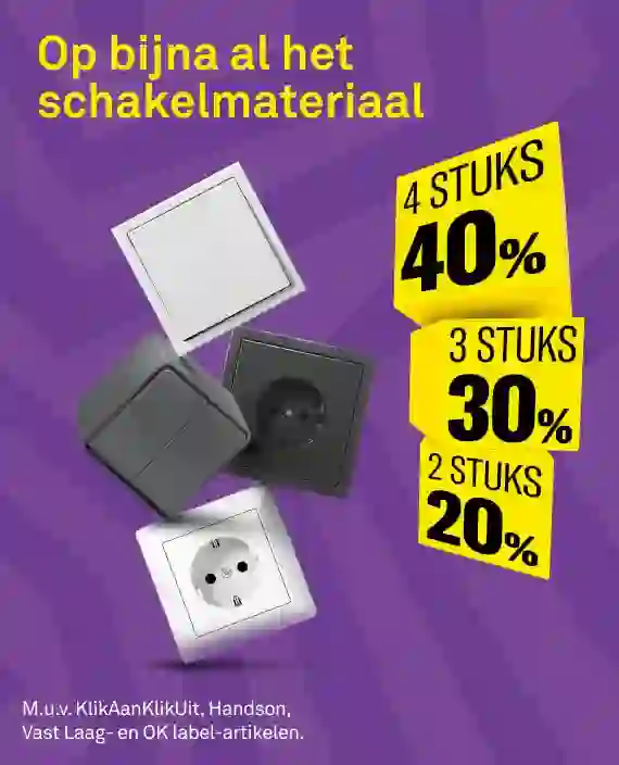 Stapekorting op bijna al het schakelmateriaal