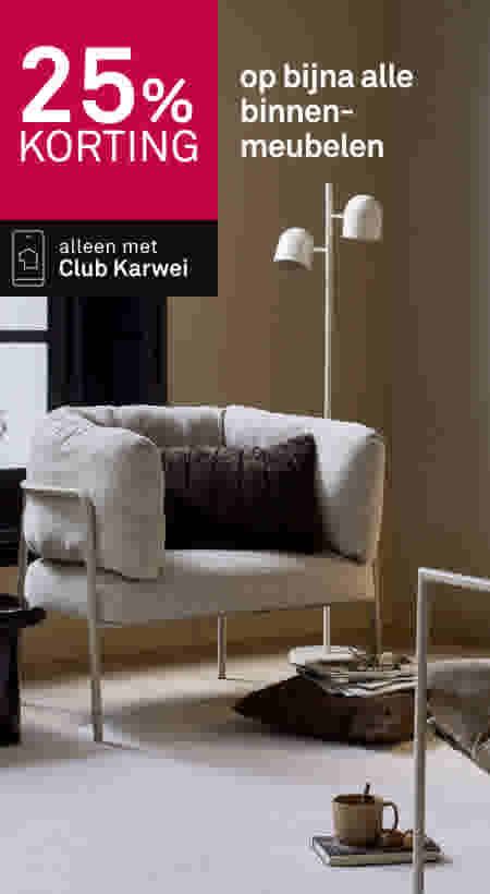 25% korting op bijna alle binnenmeubelen