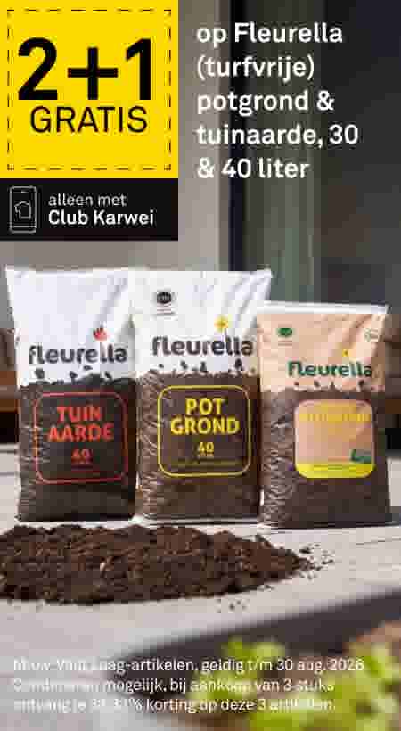 2+1 gratis op Fleurella (turfvrije) potgrond & tuinaarde, 30 & 40 liter