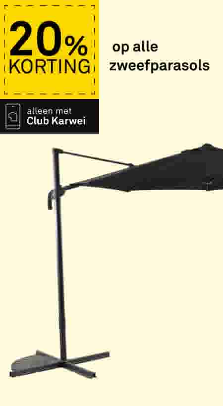 20% korting op alle zweefparasols