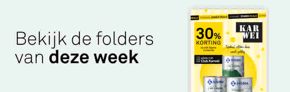 Karwei folder met 40% korting op lattenwanden, alleen met Club Karwei. Tekst: Bekijk de folder van deze week.