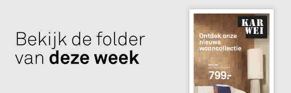 Karwei folder met 40% korting op lattenwanden, alleen met Club Karwei. Tekst: Bekijk de folder van deze week.
