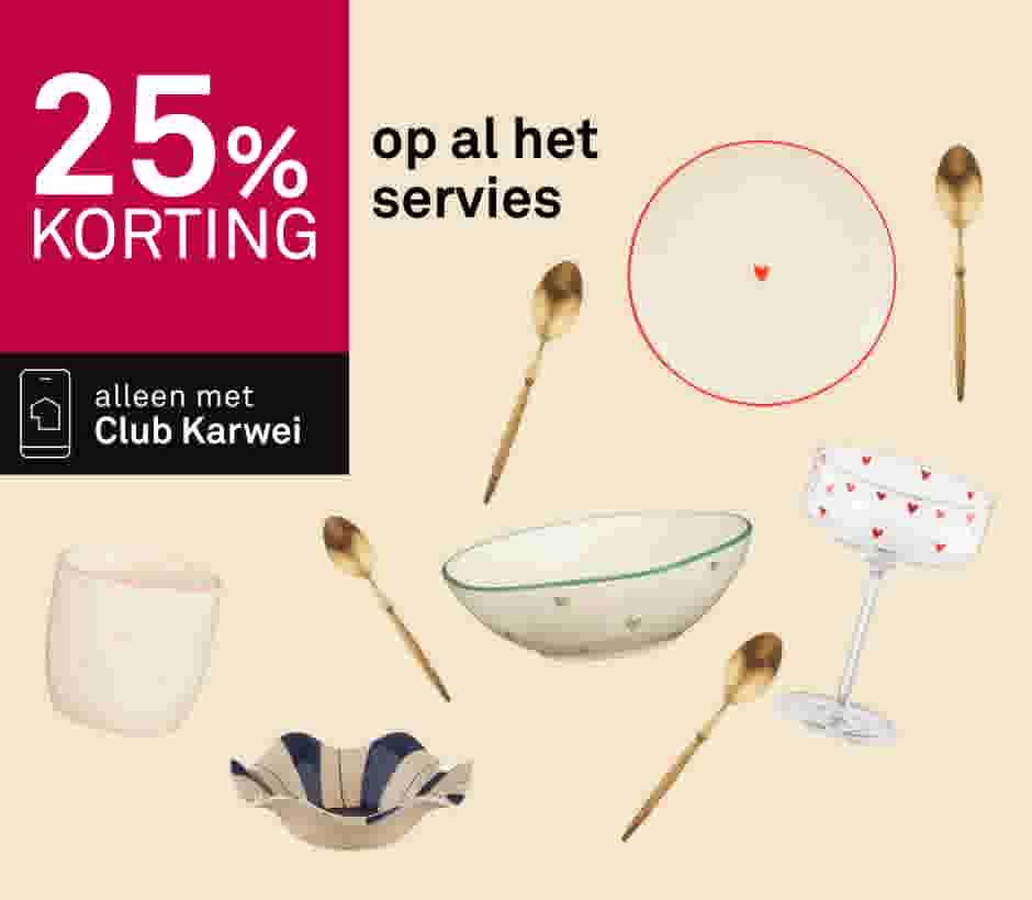 25% korting op al het servies