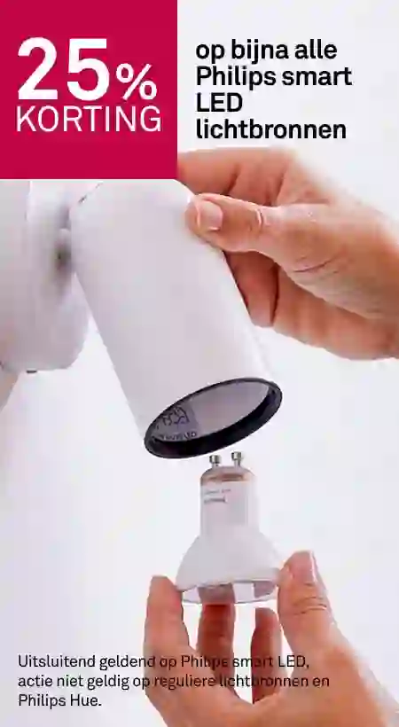 25% korting op bijna alle Philips smart LED lichtbronnen