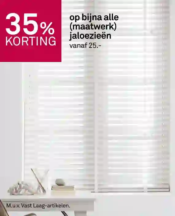 35% korting op bijna alle (maatwerk) jaloezieën