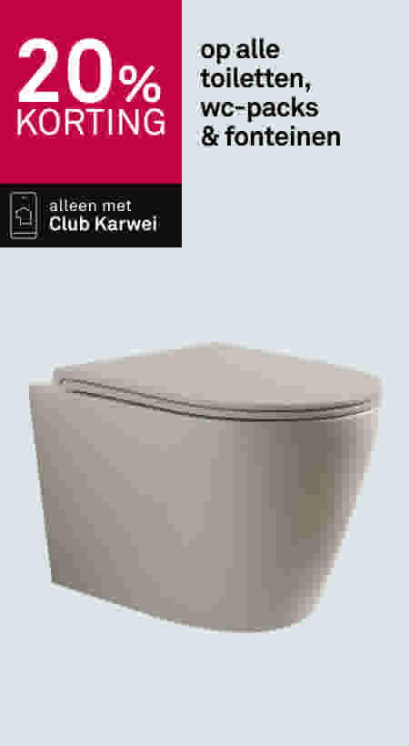 20% korting op alle toiletten,  wc-packs & fonteinen