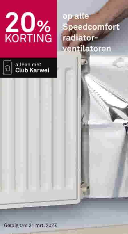 Witte radiator met 20% korting op Speedcomfort radiator-ventilatoren, alleen met Club Karwei