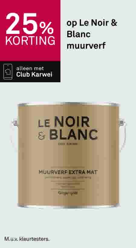 25% korting op Le Noir & Blanc muurverf, goudkleurige verfbus met aanbieding alleen voor Club Karwei leden