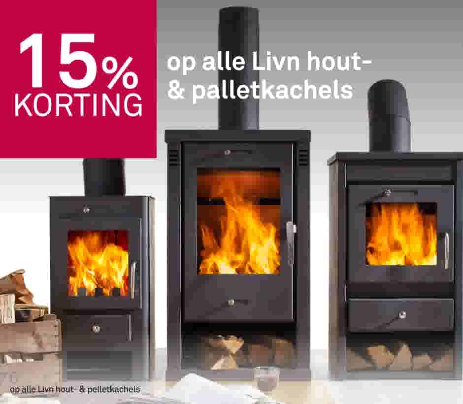 15% korting op alle Livn hout- & palletkachels