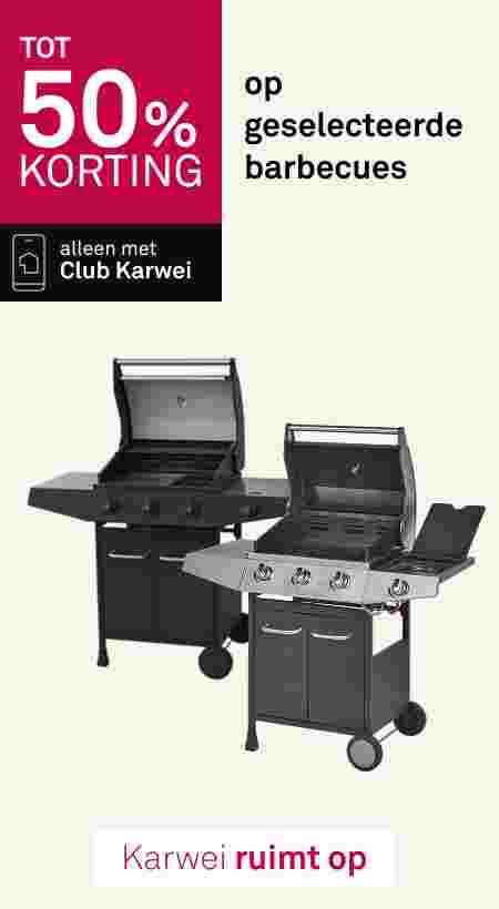 tot 50% korting op geselecteerde barbecues, exclusief voor Club Karwei-leden.