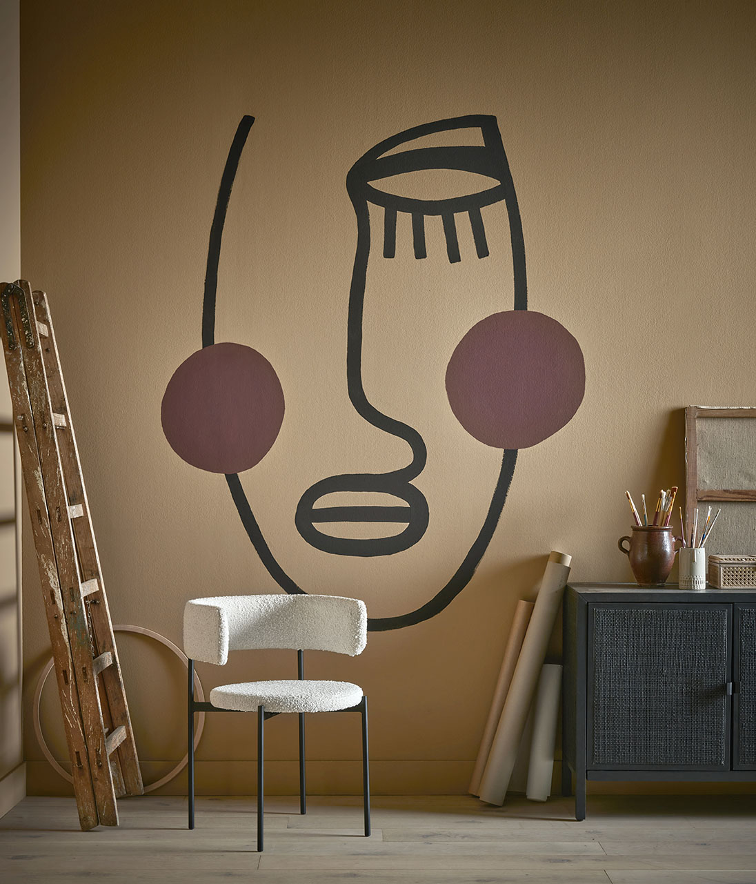 Muur idee: verf een smoel op de wand 